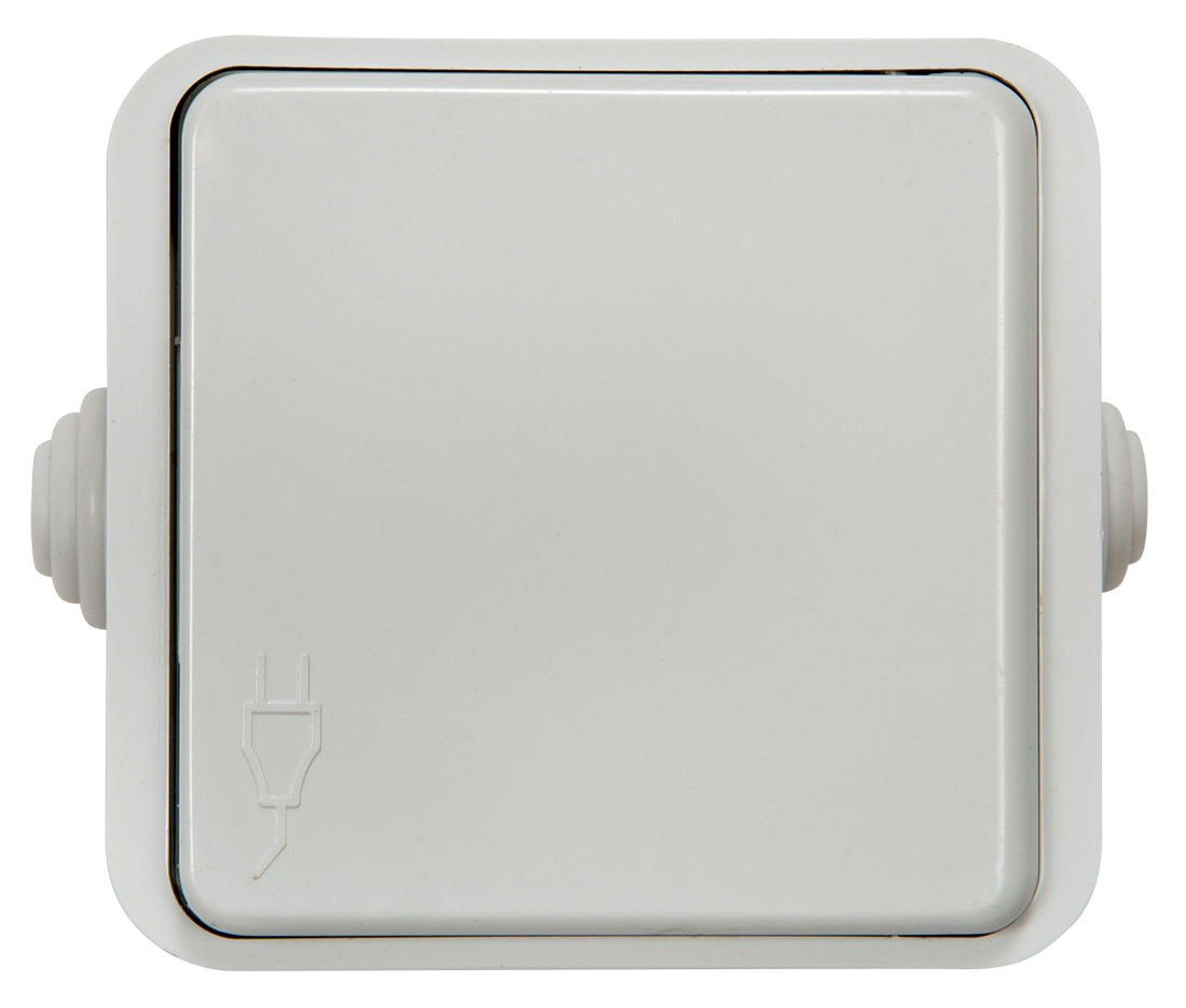 картинка Розетка одинарная с крышкой AQUA белая полугерметичная 3110 IN HOME
