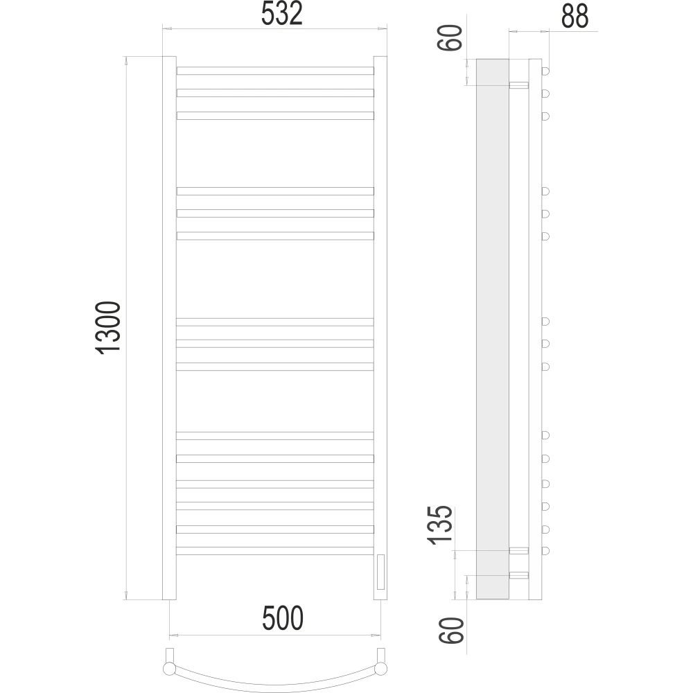 картинка Полотенцесушитель электрический TERMINUS   П15 500х1300, арт.4670078527349
