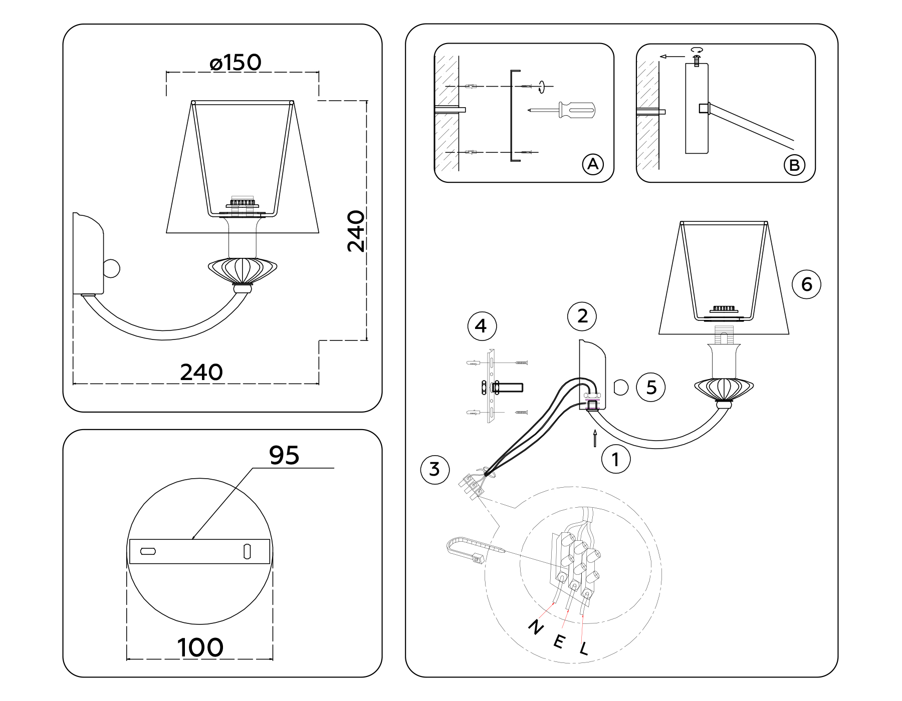картинка Настенный светильник с абажуром и декором из керамики LH75027
