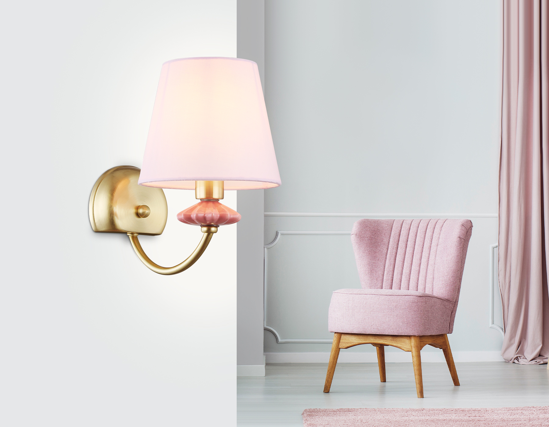 картинка Настенный светильник с абажуром и декором из керамики LH75027