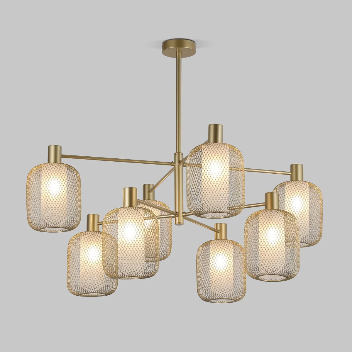 картинка Потолочный светильник с металлическими абажурами и стеклянными плафонами 30192/8