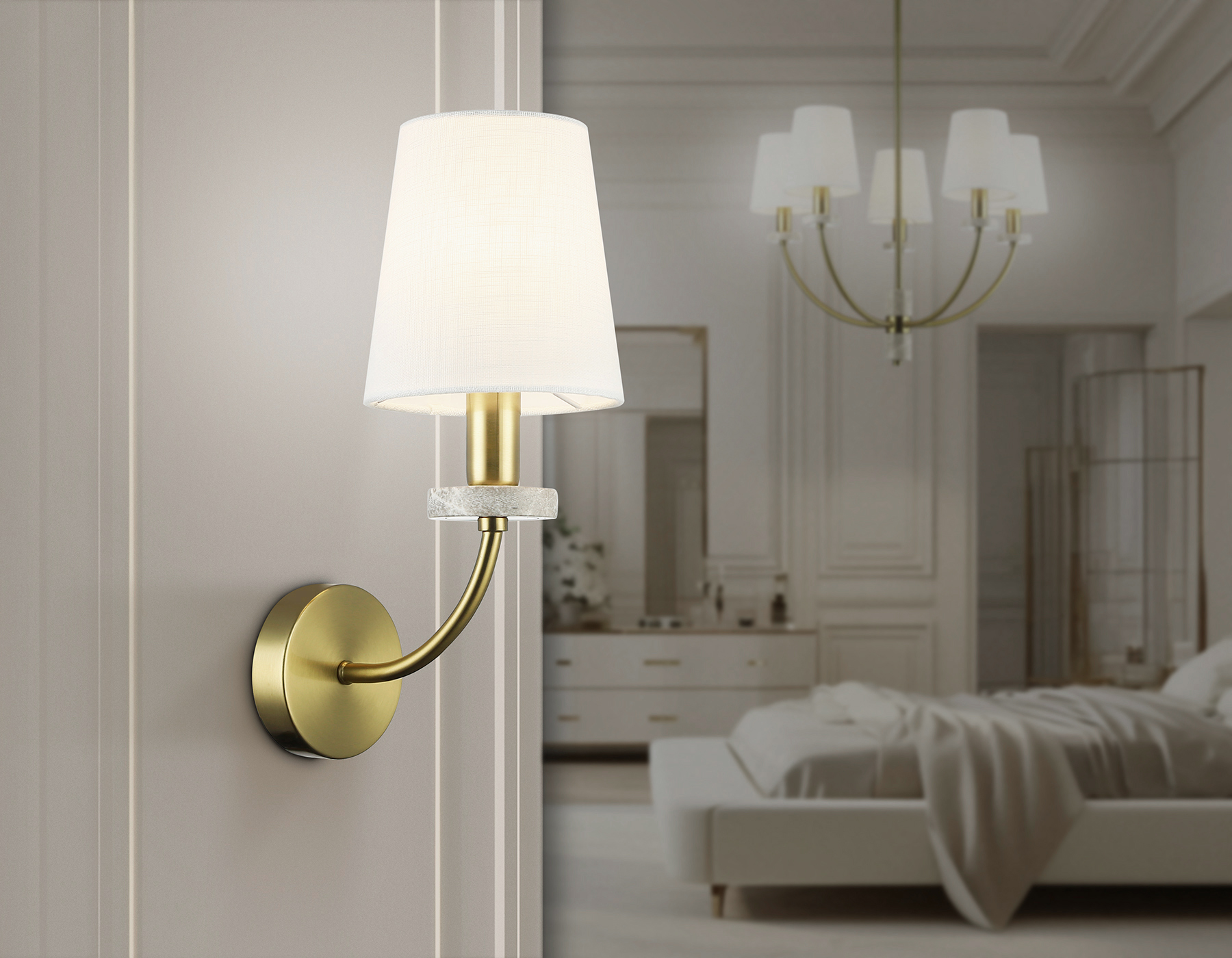 картинка Настенный светильник с абажуром и мрамором LH75359