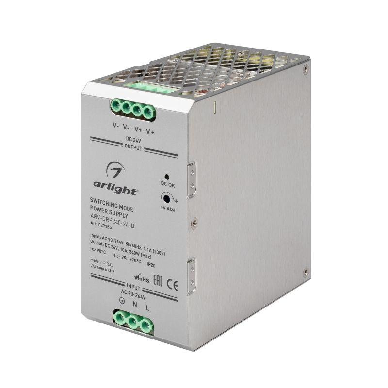 картинка Блок питания ARV-DRP240-24-B 24В 10А 240Вт PFC IP20 металл Arlight 037155