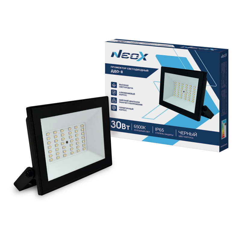 картинка Прожектор светодиодный ДДО-8 30Вт 230В 6500К 3000Лм 100лм/Вт IP65 черный NEOX