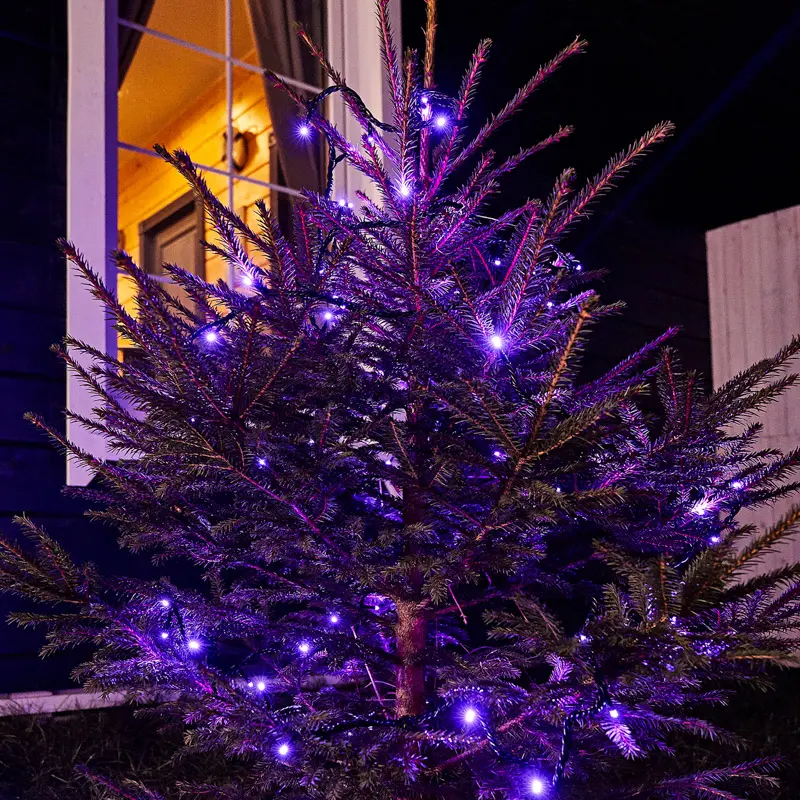 картинка Гирлянда Нить управляемая 10м 100 LED ФИОЛЕТОВЫЙ черный ПВХ IP 65 свечение с динамикой 230В контроллер в комплекте NEON-NIGHT