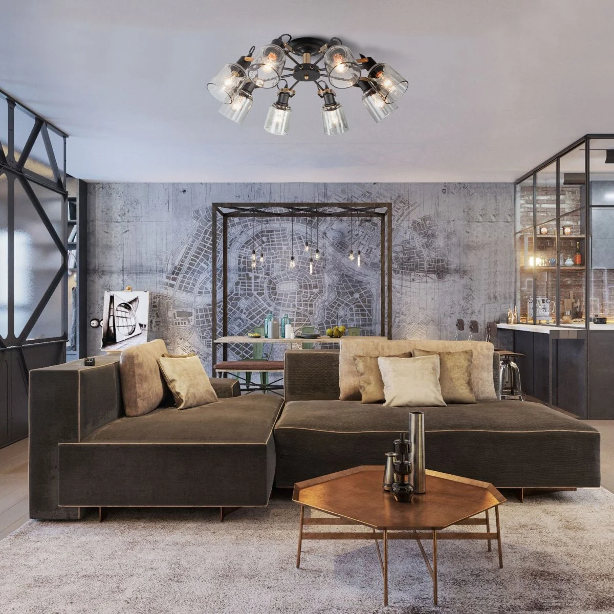 картинка Потолочная люстра в стиле лофт 70111/8 черный