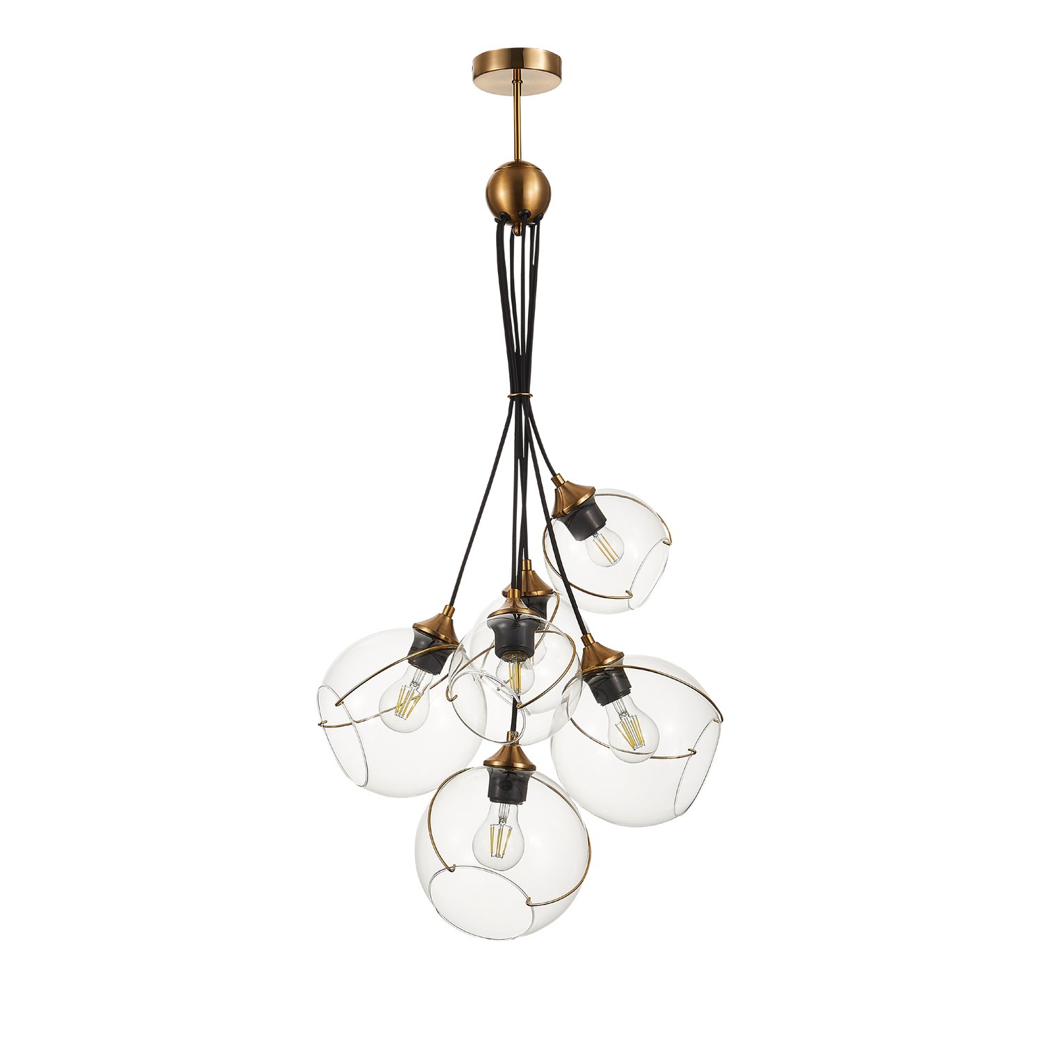 картинка SLE103103-06 Светильник подвесной Золотистый/Прозрачный E27 6*60W