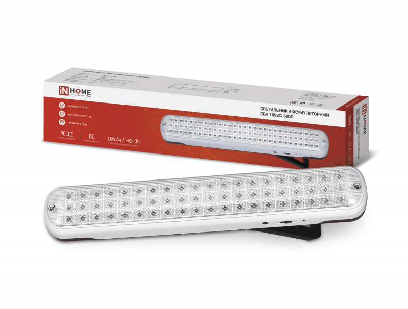 картинка Светильник светодиодный аварийный СБА 1093С-90DC 90LED Li-ion DC IN HOME
