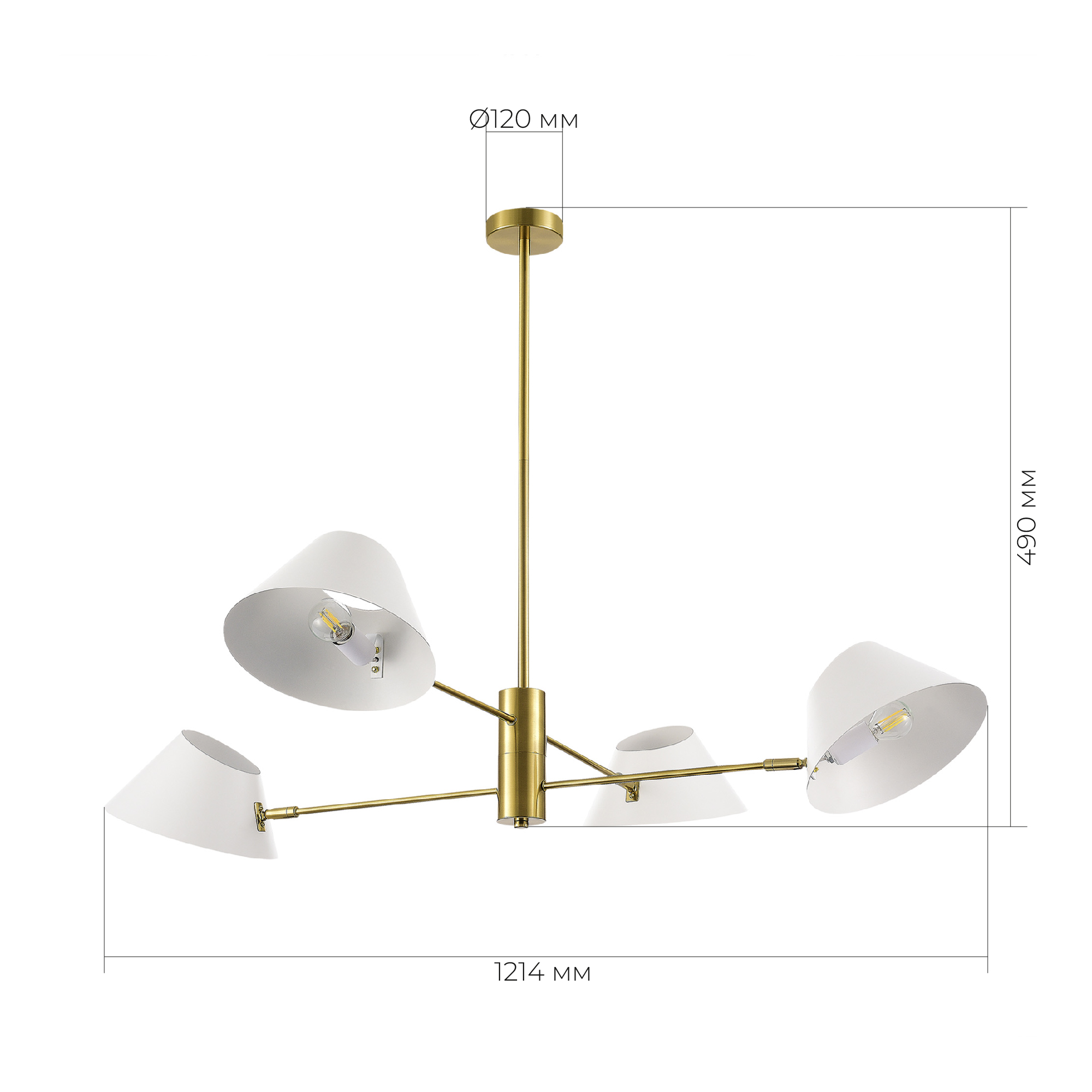 картинка SLE1253-353-04 Светильник подвесной Латунь/Белый E14 4*60W