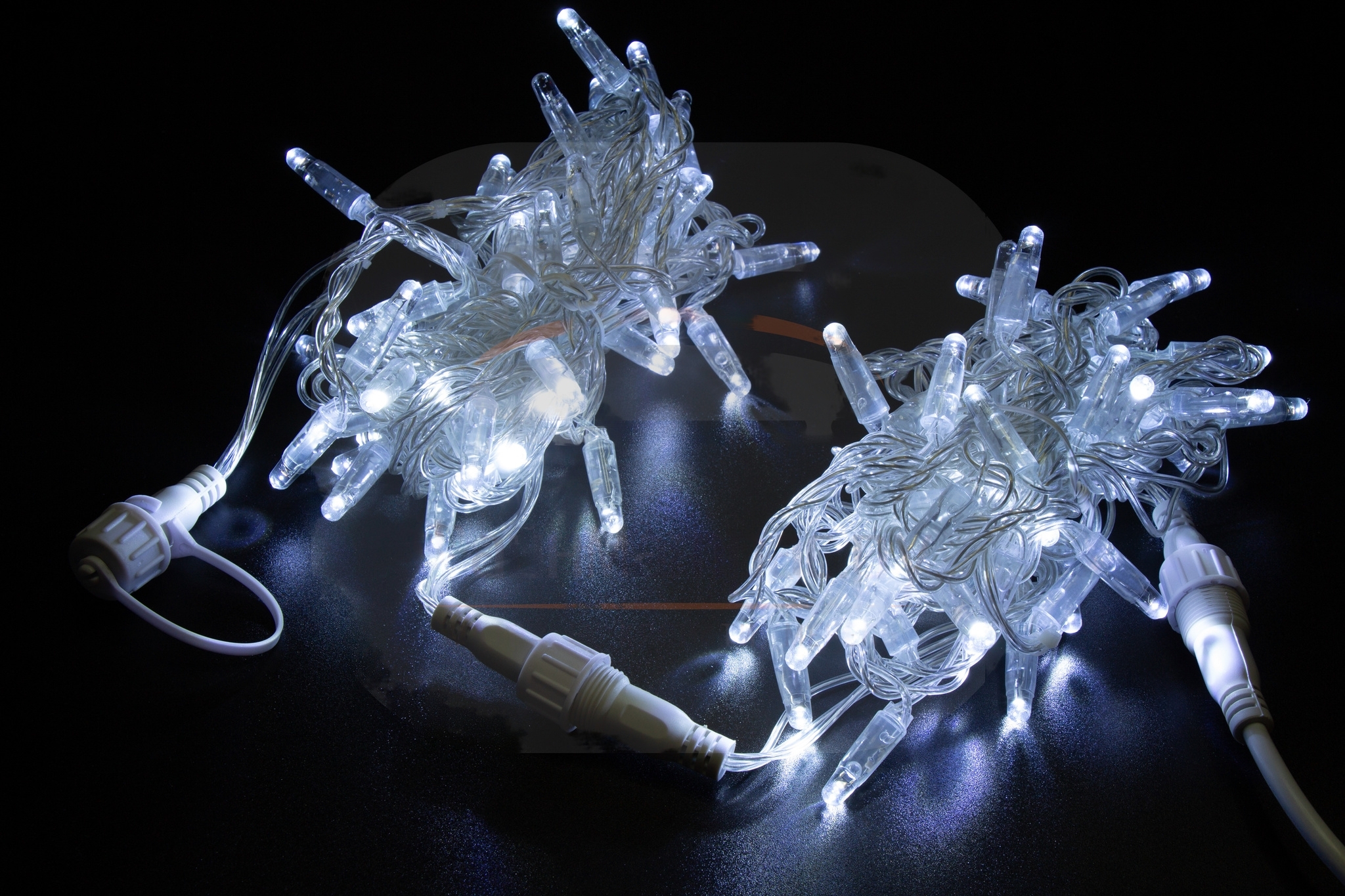 картинка Светодиодная гирлянда нить 10м, 220В, флэш, прозрачный провод, белая