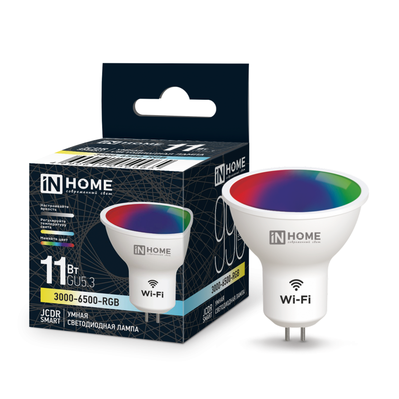 картинка Лампа светодиодная LED-JCDR-RGBW-SMART 11Вт 230В Wi-Fi GU5.3 RGB-3000-6500К 990Лм IN HOME