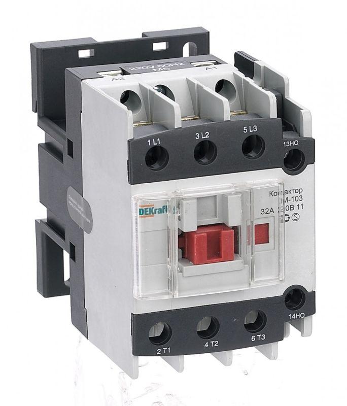 картинка Контактор КМ-103 32А кат. 24В AC 1НО+1НЗ AC-3 DEKraft 22120DEK