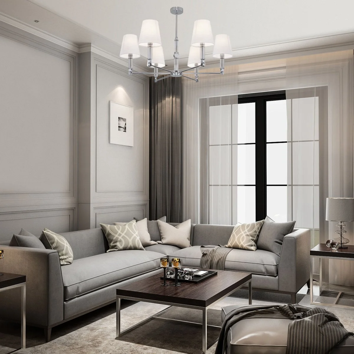 картинка Умная потолочная люстра 60145/6 хром