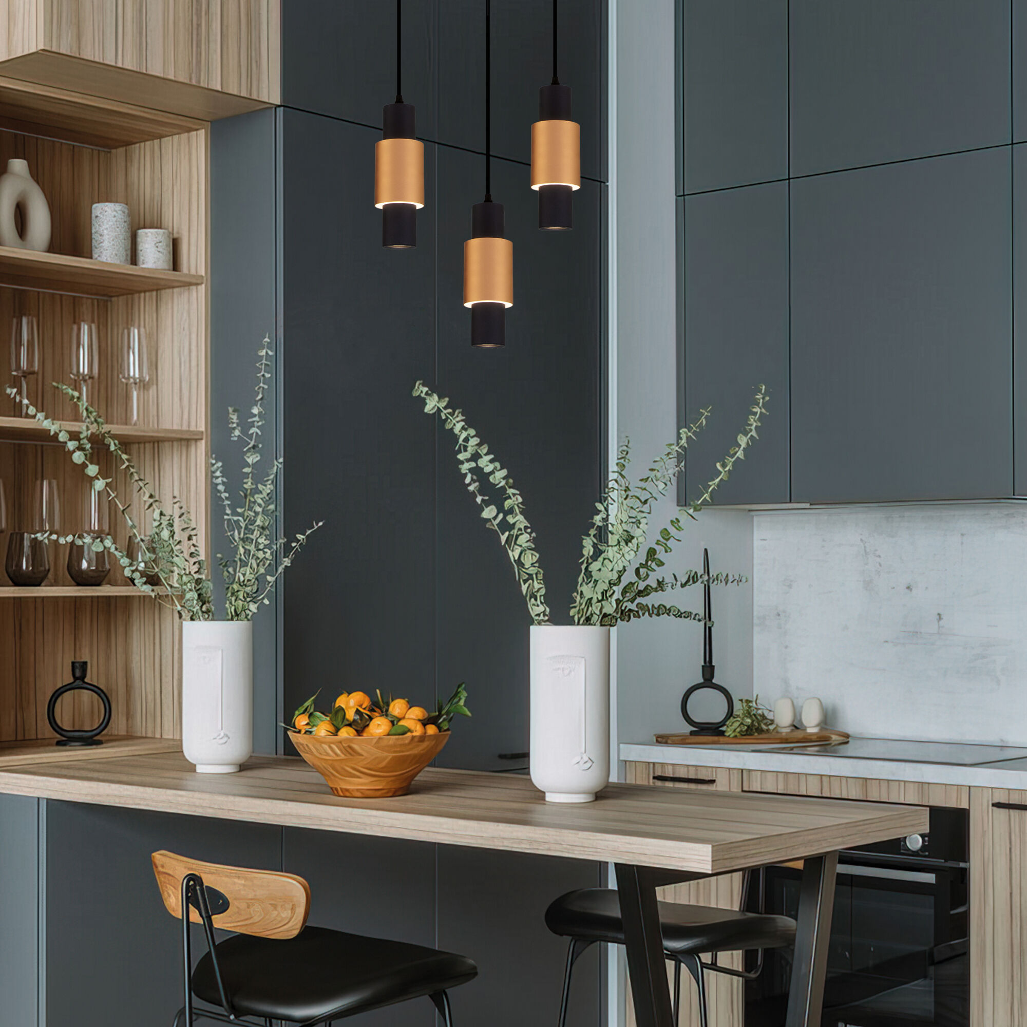 картинка Подвесной светодиодный светильник 50204/1 LED черный/матовое золото