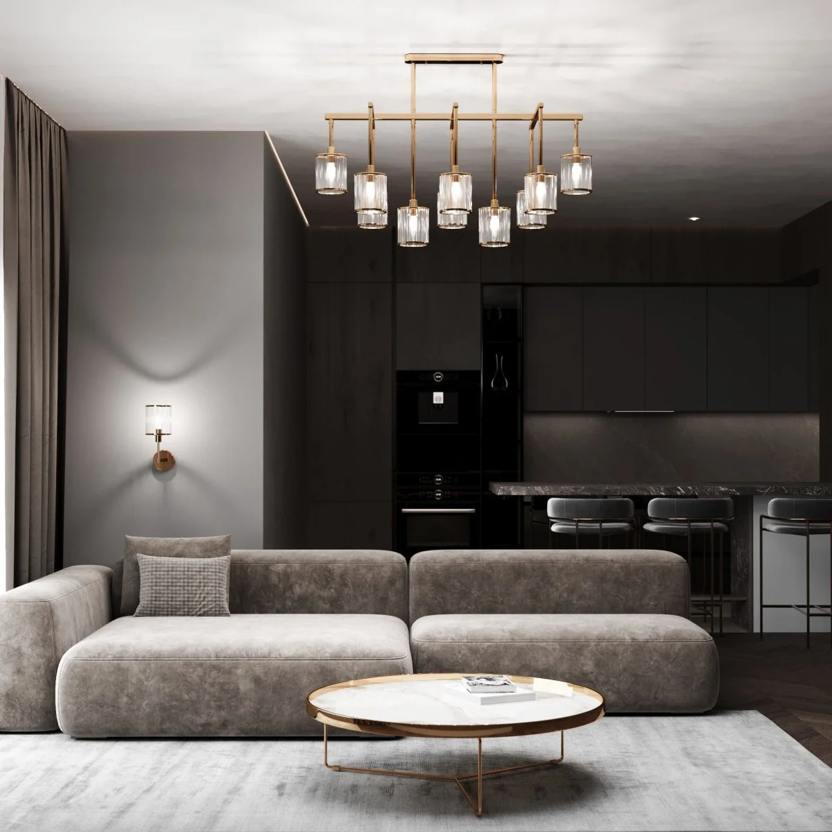 картинка Умная потолочная люстра 60144/10 золото