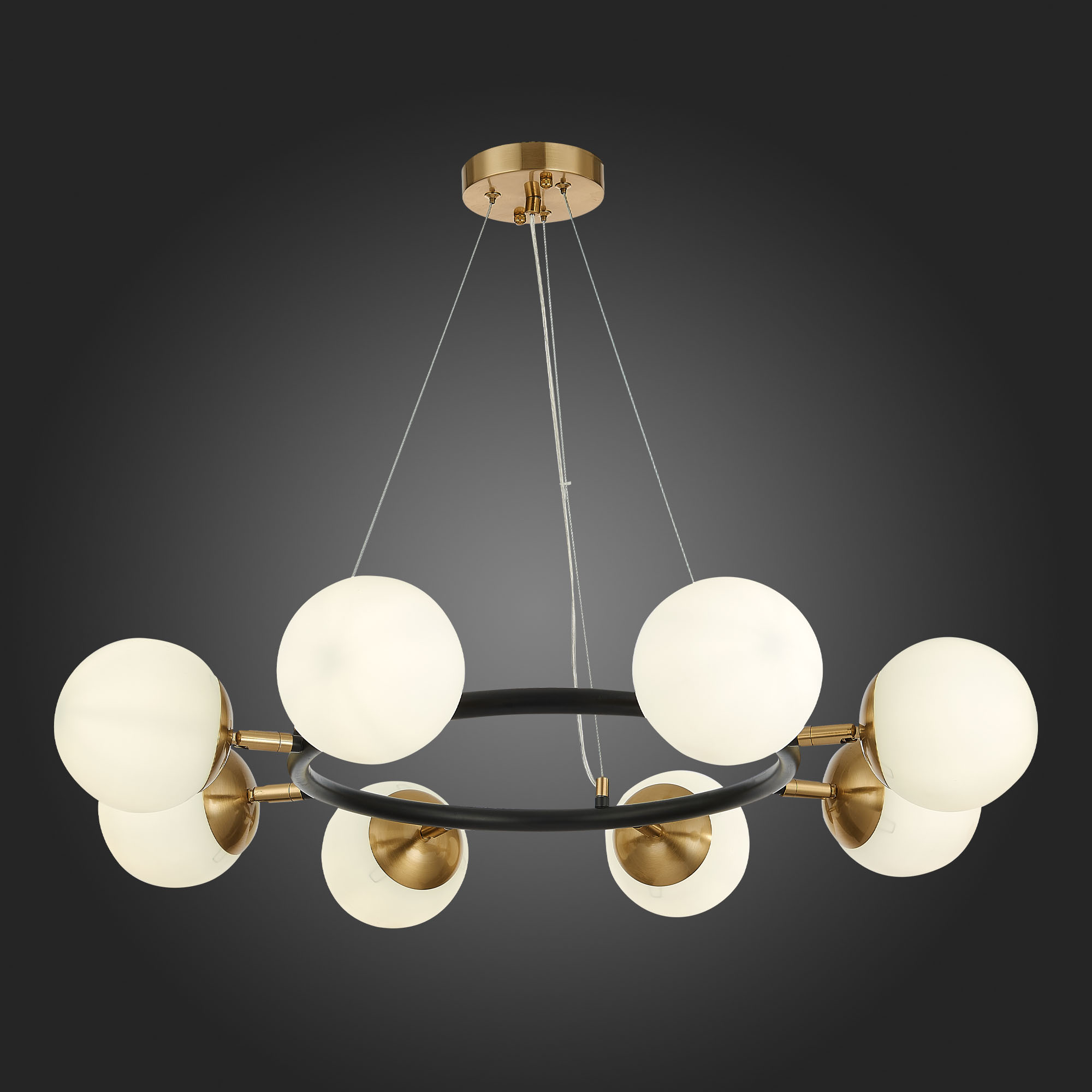 картинка SLE220403-08 Светильник подвесной Черный, Латунь/Белый E27 8*60W