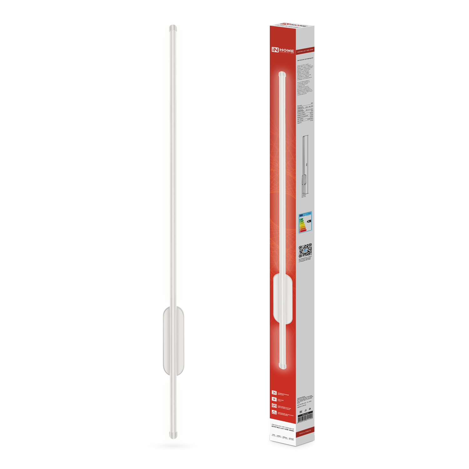 картинка Светильник светодиодный ESTETIKA LUV-100B-40WH 20Вт 230В 4000K 1400Лм 1000х50x25 белый IN HOME