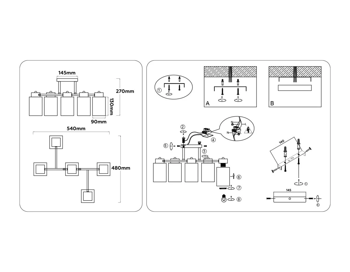 картинка Люстра на штанге со стеклянными плафонами TR303048