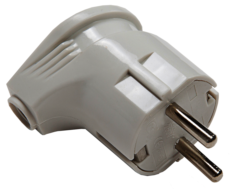 картинка Вилка угловая с заземлением 16А белая 4110 IN HOME