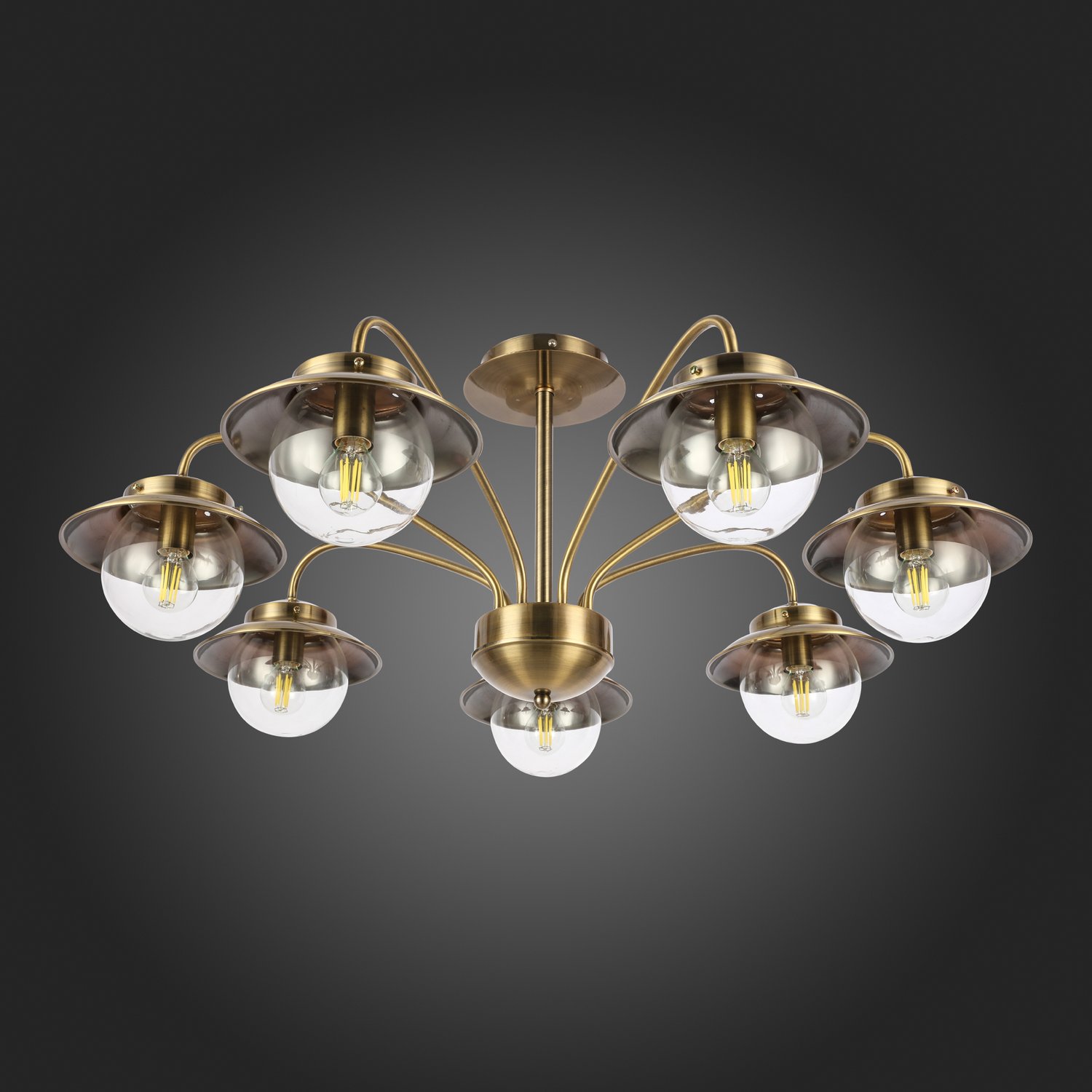 картинка SLE110102-07 Светильник потолочный Античная бронза/Прозрачный E14 7*40W