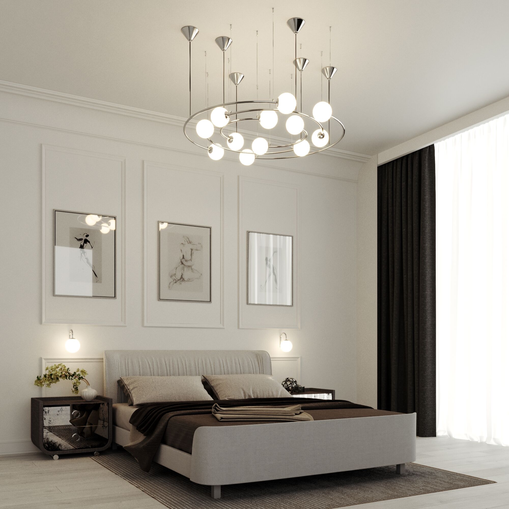 картинка Подвесной светильник в стиле лофт 360/12 хром