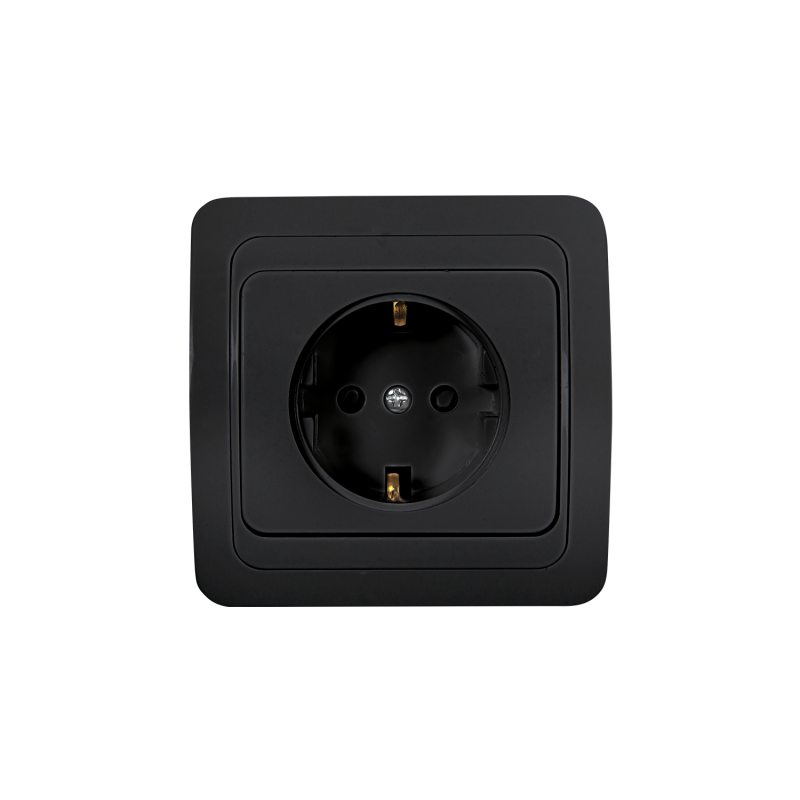картинка Розетка одинарная с заземлением CLASSICO черная 2028B IN HOME