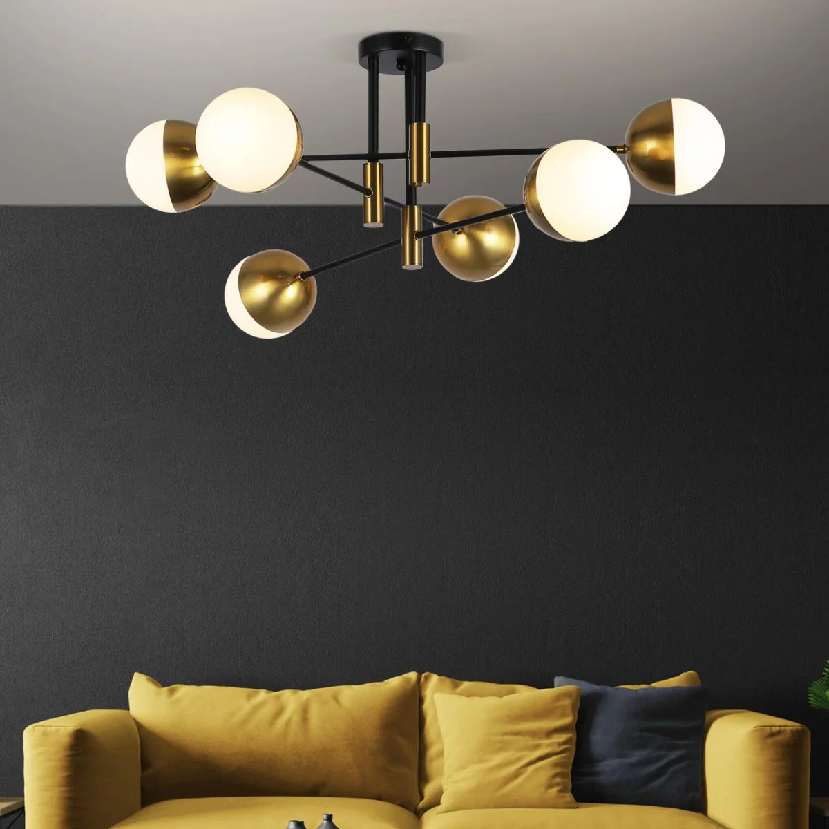 картинка Умная потолочная люстра в стиле лофт 70129/6 латунь Smart