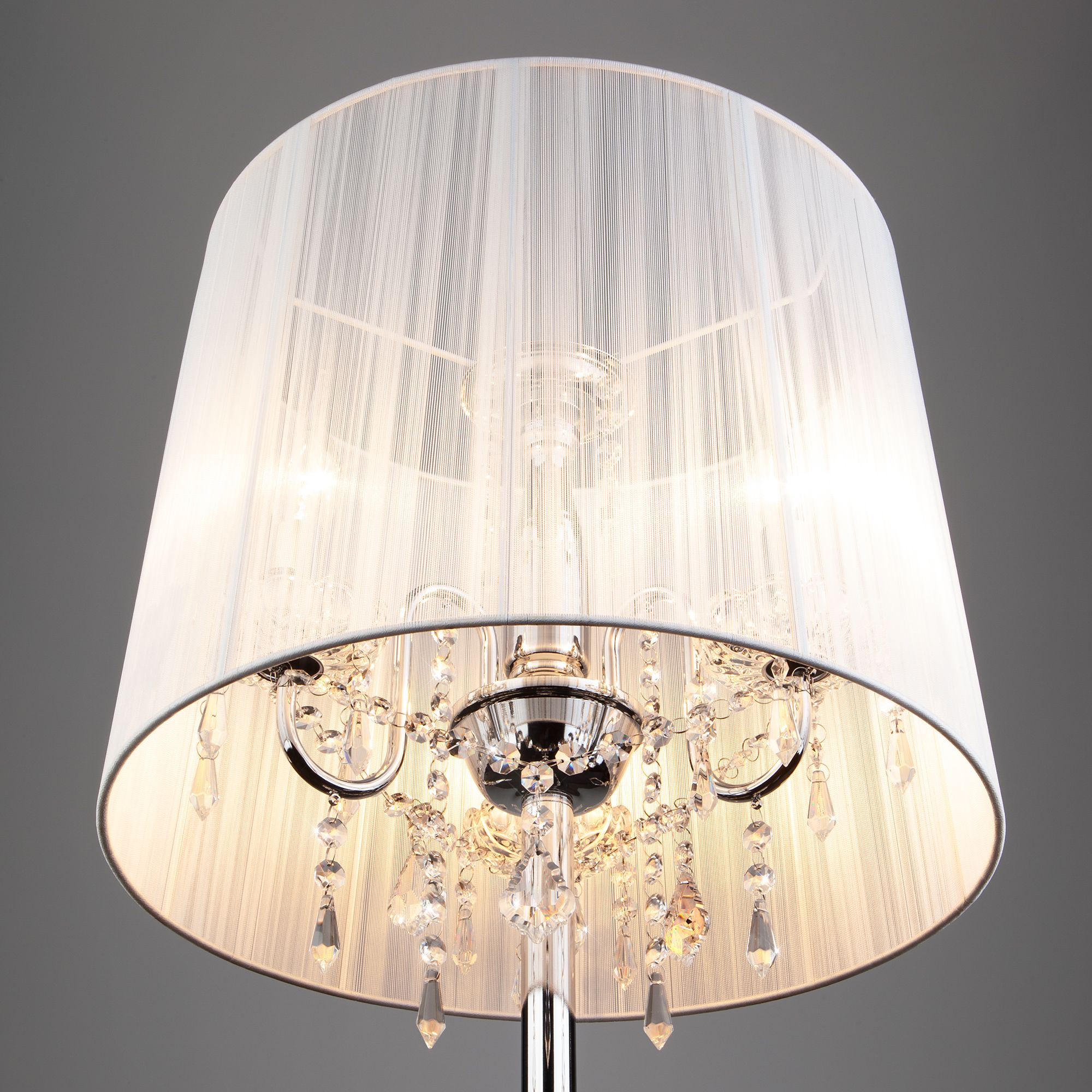 картинка Торшер с прозрачным абажуром 2045/3F хром/белый