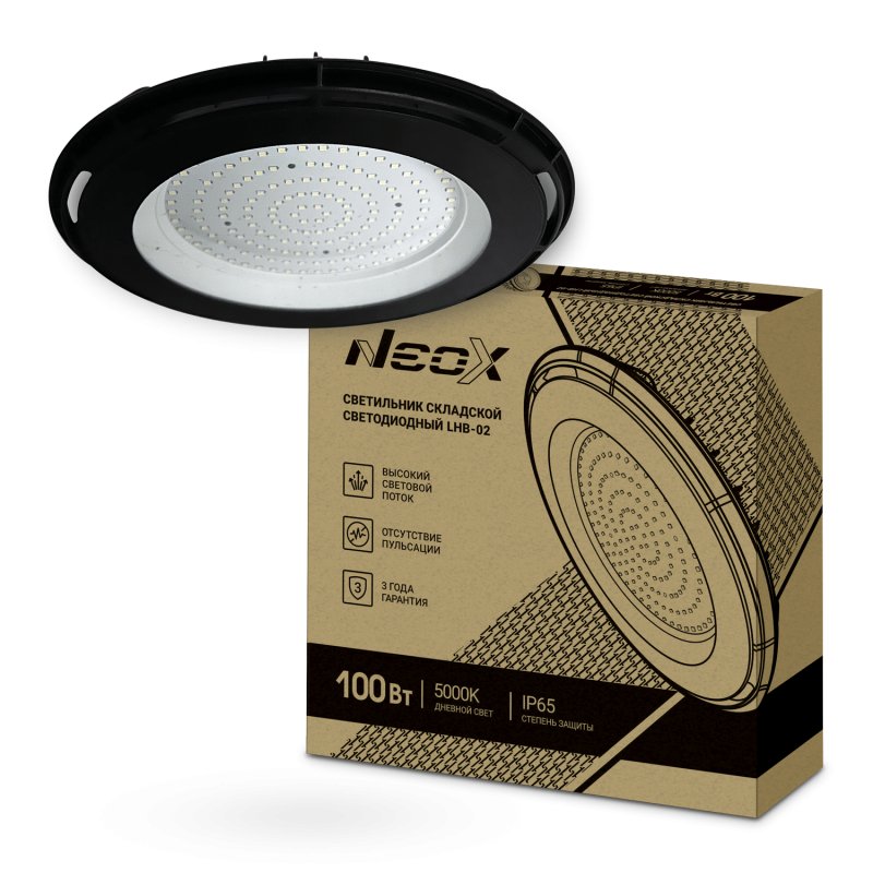 картинка Светильник складской светодиодный LHB-02 100Вт 120гр 230В 5000К 10500Лм 105Лм/Вт IP65 без пульсации NEOX