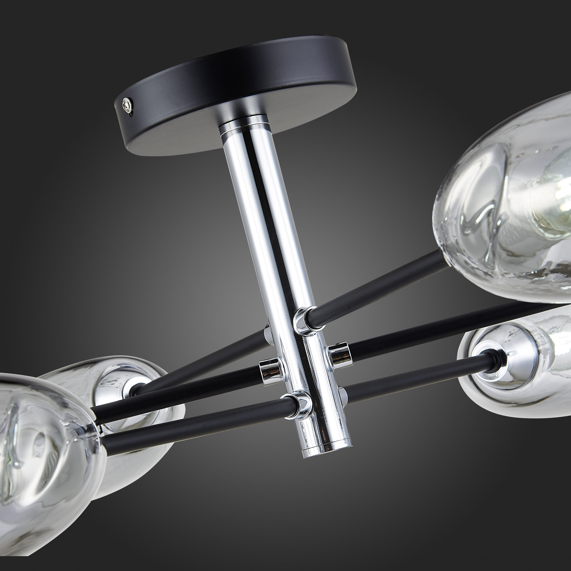 картинка SLE155512-06 Светильник потолочный Черный, Хром/Дымчатый E14 6*40W