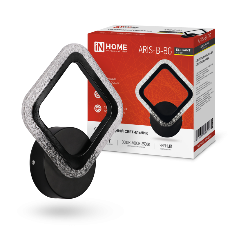 картинка Светильник светодиодный ELEGANT ARIS-B-BG 15Вт 230В 3000-6500K 1200Лм STEP COLOR черный IN HOME