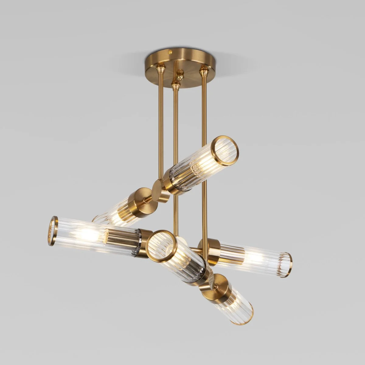 картинка Умный потолочный светильник со стеклянными плафонами 60166/6 латунь