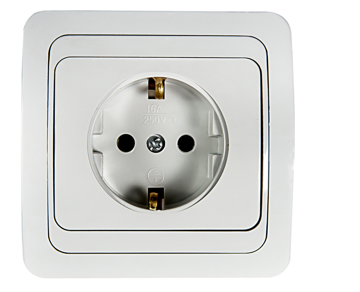 картинка Розетка одинарная с заземлением CLASSICO белая 2028 IN HOME