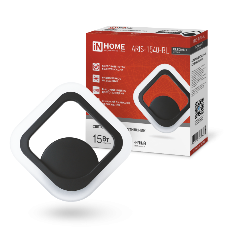 картинка Светильник светодиодный ELEGANT ARIS-1540-BL 15Вт 230В 4000K 1200Лм черный IN HOME