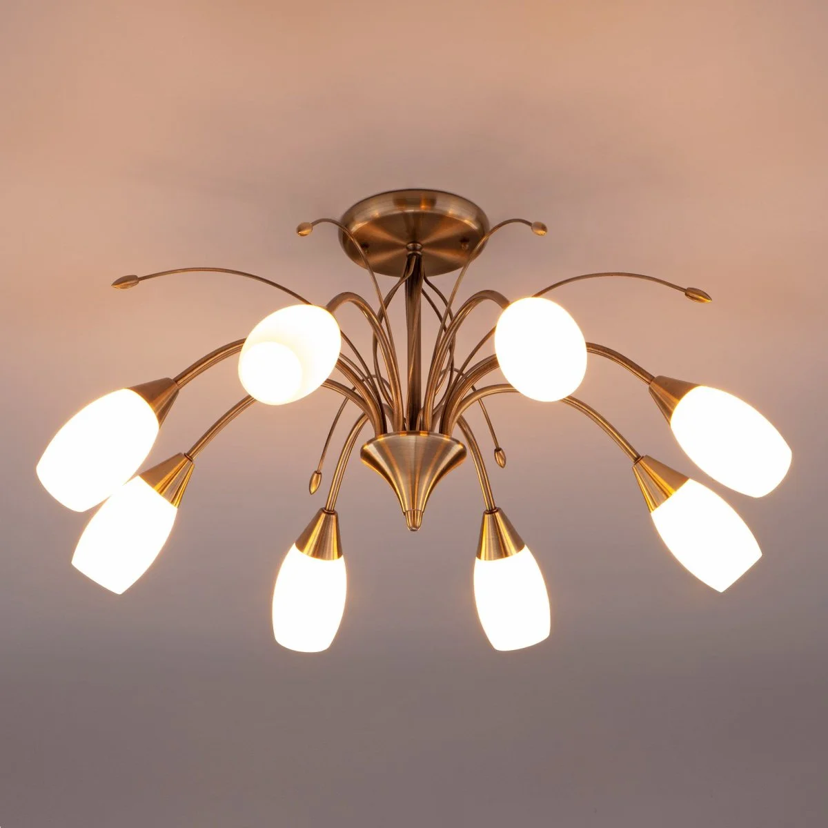 картинка Потолочная люстра со стеклянными плафонами 30280/8 античная бронза