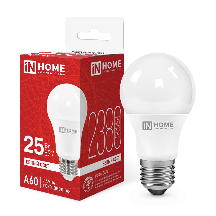 картинка Лампа светодиодная LED-A60-VC 25Вт 230В Е27 4000К 2380Лм IN HOME