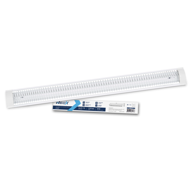 картинка Светильник под светодиодную лампу SPO-405R 2xLED-Т8-1200 с решеткой G13 1200мм IP40 NEOX