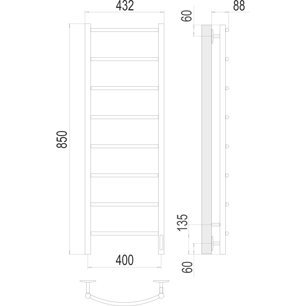 картинка Полотенцесушитель электрический TERMINUS   П8 400х850, арт.4670078531346