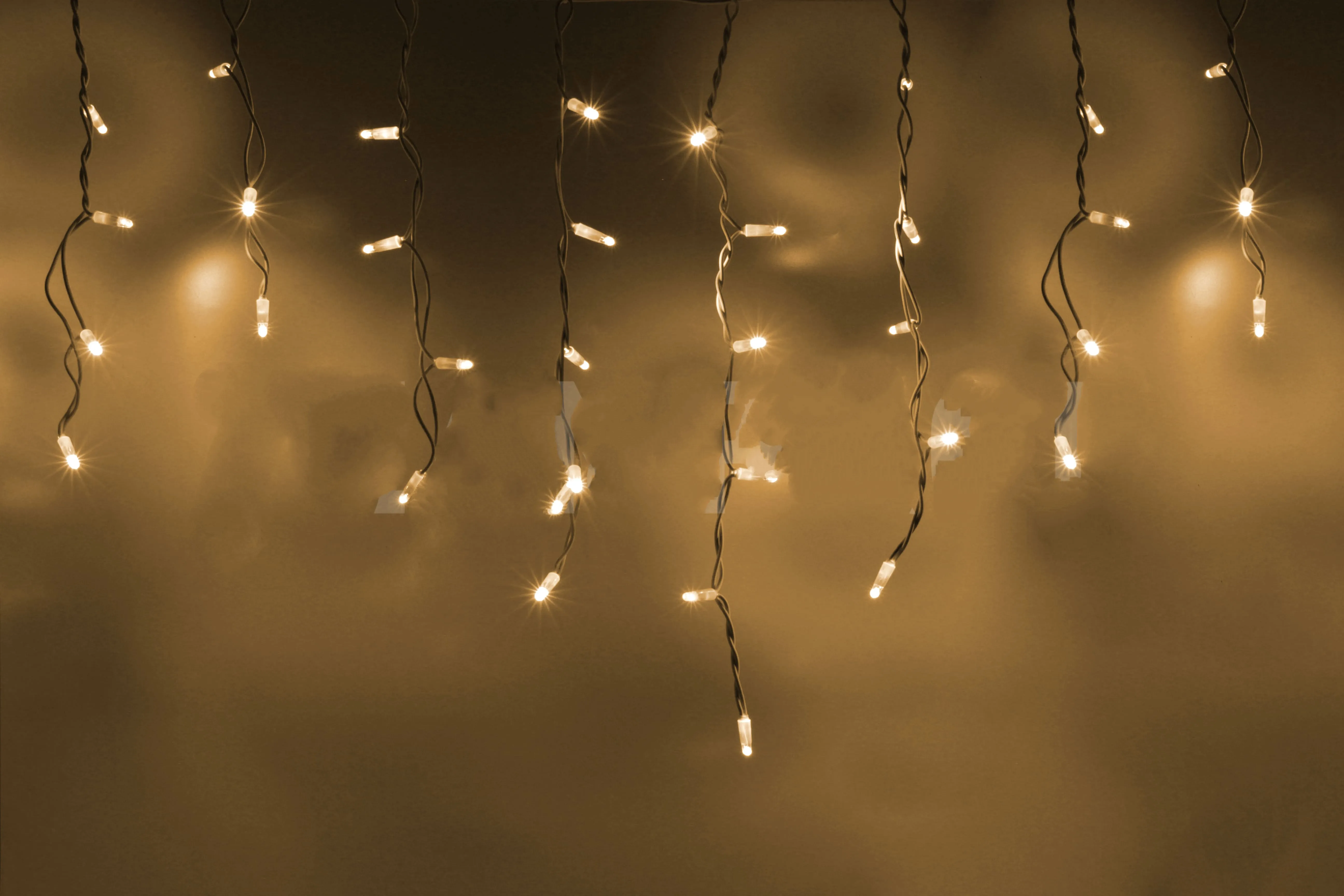 картинка Светодиодная бахрома 3х0.9м, флэш, белый провод, теплая белая