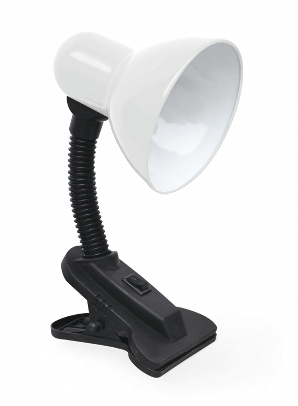 картинка Светильник настольный под лампу на прищепке СНП 21Б-E27 230В БЕЛЫЙ (с подвесом) IN HOME