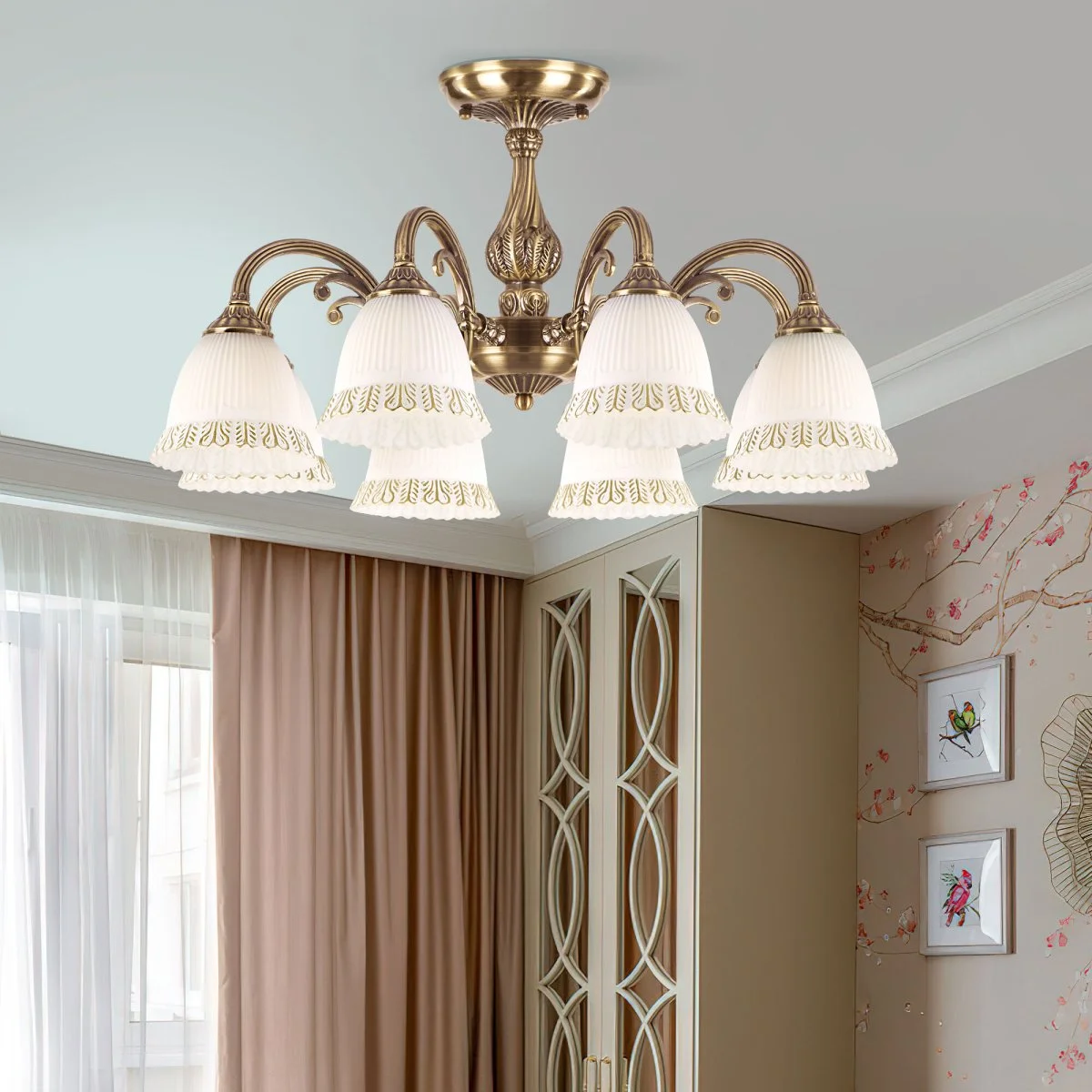 картинка Классическая потолочная люстра 60107/8 античная бронза