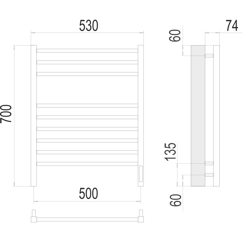 картинка Полотенцесушитель электрический TERMINUS  Сицилия sensor quick touch П9 500х700, арт.4670078526311