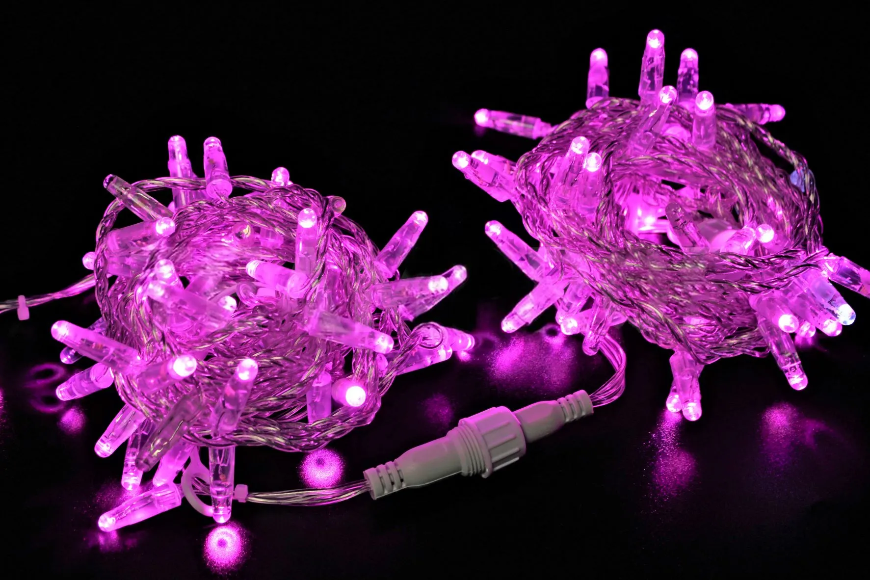 картинка Светодиодная гирлянда нить 10 м, 220В, флэш, прозрачный провод, розовая