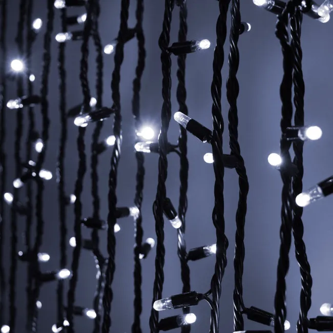 картинка Светодиодная гирлянда нить 20м, динамика, черный провод, белая