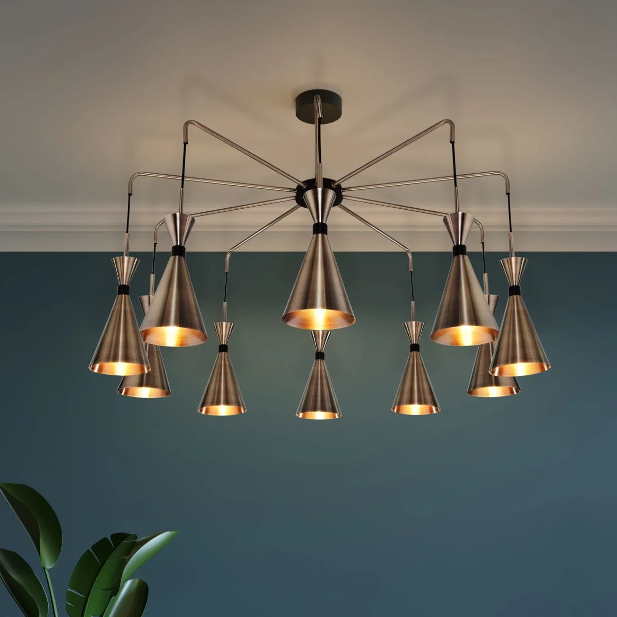 картинка Умная люстра в стиле лофт 316/10 латунь / черный