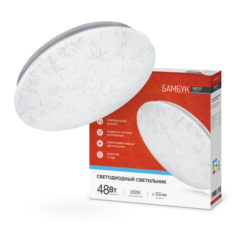 картинка Светильник светодиодный серии DECO БАМБУК 48Вт 230В 6500К 4320Лм 380х55мм IN HOME