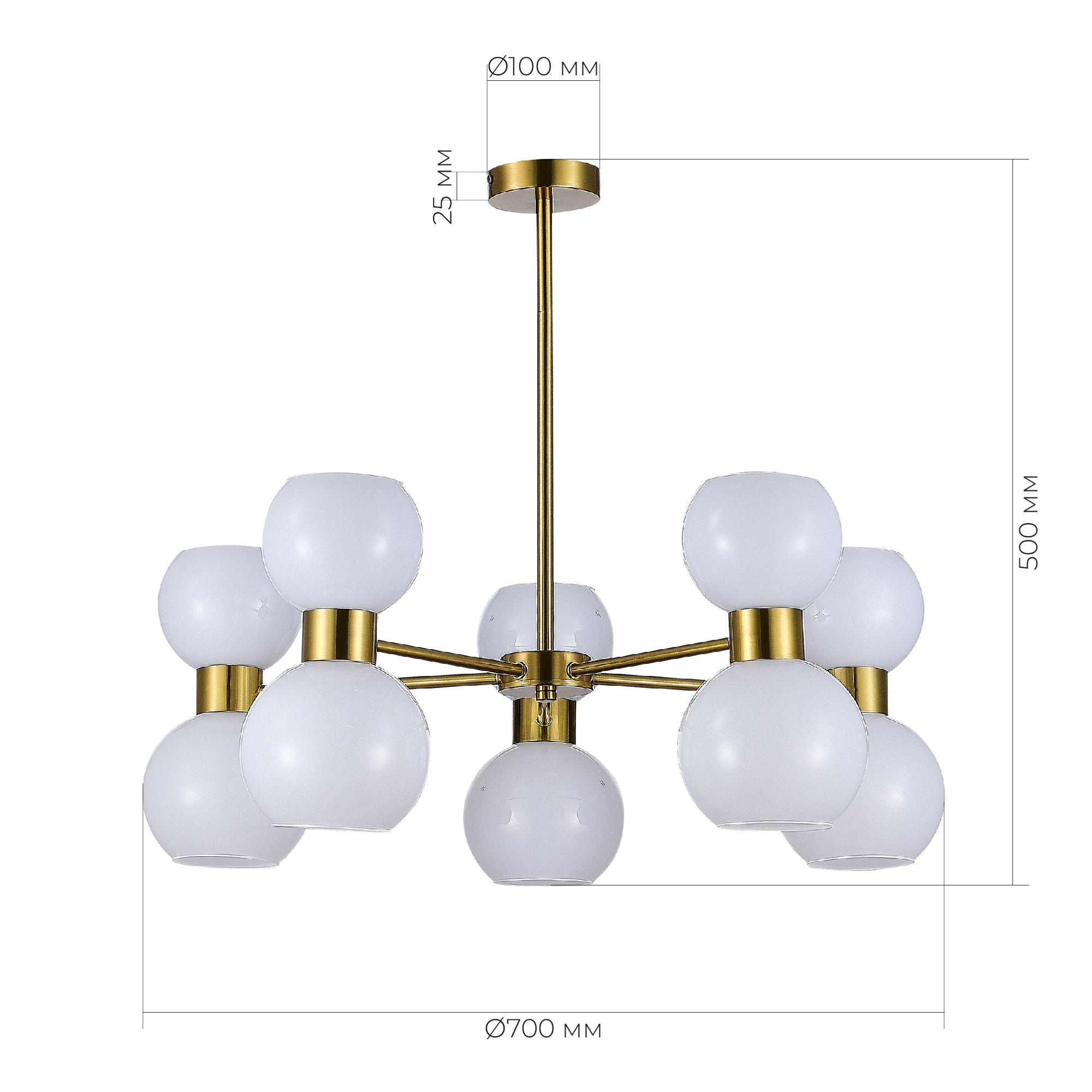 картинка SLE1138-302-10 Светильник потолочный Латунь/Белый E27 10*60W
