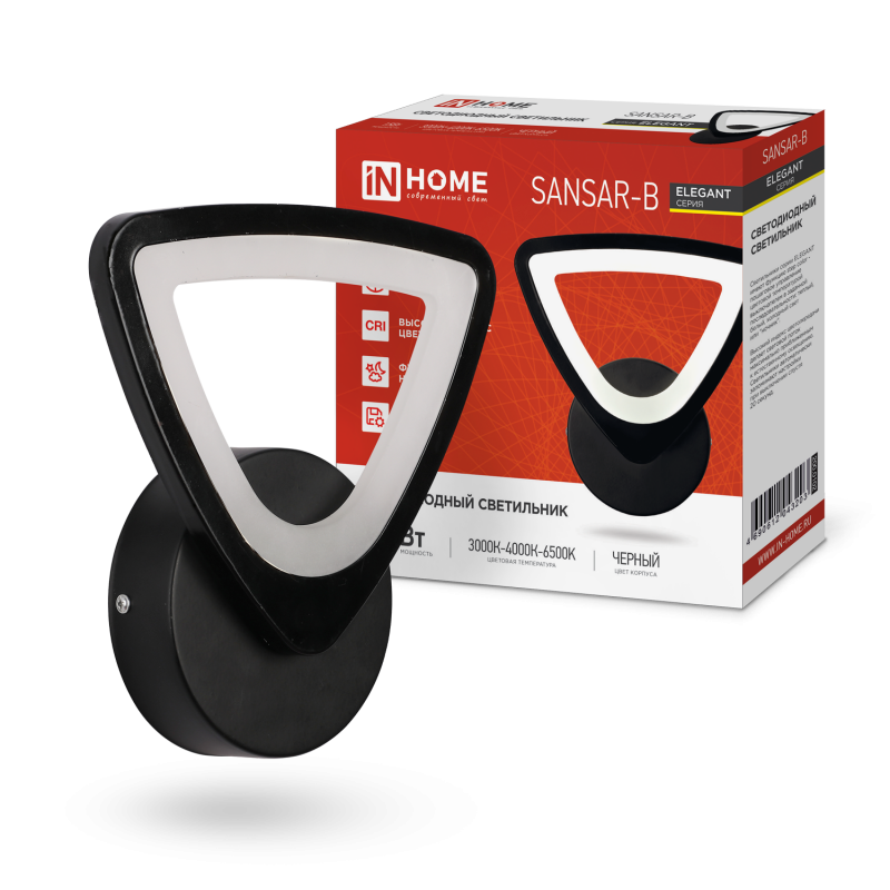 картинка Светильник светодиодный ELEGANT SANSAR-B 15Вт 230В 3000-6500K 1050Лм STEP COLOR черный IN HOME