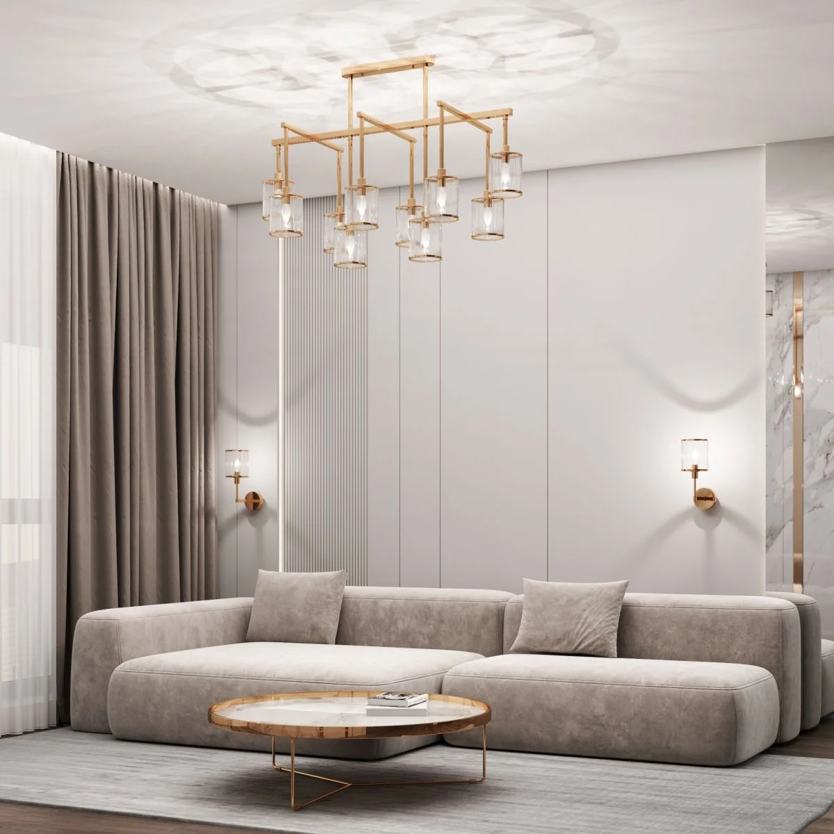 картинка Умная потолочная люстра 60144/10 золото