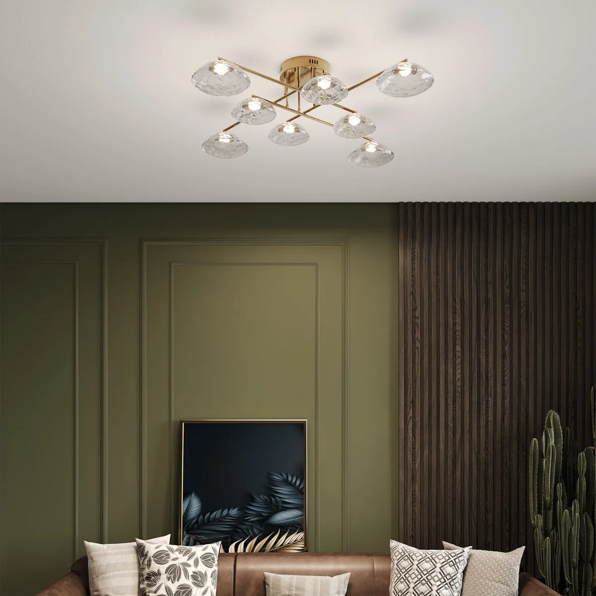 картинка Потолочный светильник с прозрачными стеклянными плафонами 50389 LED латунь